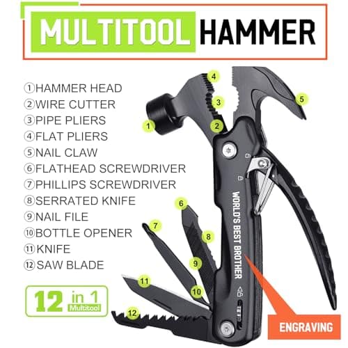 Gifts for Brother on Christmas - Brother Gifts, Brothers Gift from Sister - Fathers Day Birthday Gift for Brothers - Christmas Brother’s Presents, Multitool Hammer
