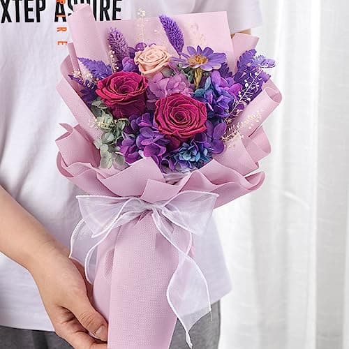 lovenfold Flowers for Delivery,Preserved Flowers Bouquets,Purple Rose Bouquets That Last 1-3 Years,Birthday Flowers Gifts for Women Mom Grandma Wife Friends