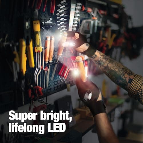 Mylivell Handsfree LED Flashlight Gloves, Fathers Day dad Gifts for Fishing dad, Camping Flashlight Gadgets for Men, Gloves with Lights for Working on Cars, Handy Mens Gifts, Mens Tools Gifts