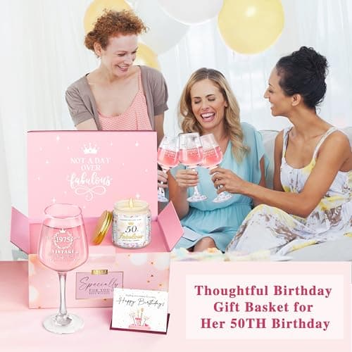LUCOTIYA 50th Birthday Gifts for Women 50th Birthday Gifts for Her Vintage 1975 Gifts Idea For Women,Friends,Sister,Mom,Aunt