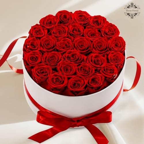 27 Forever Roses in Luxury White Box, Eternal Real Roses Gift for Women, Preserved Flowers for Delivery Prime, Anniversary, Valentine's Day, Birthday for Her (Red)