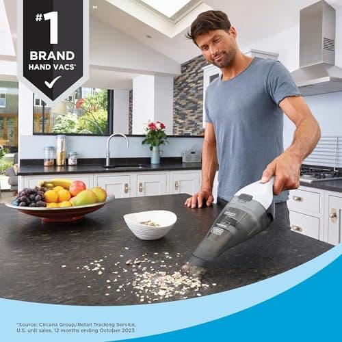 BLACK+DECKER dustbuster Cordless Handheld Vacuum, Portable Car Vacuum Cordless Rechargeable, Wall Mount, Strong Suction QuickClean (HNVC215B10)