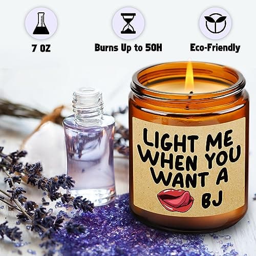 Lavender Scented Candle Gifts for Men, Naughty Candle Gifts for Him, Funny Gift from Wife, Anniversary, Sweetest Day, Valentine's Day, Birthday Gift for Husband, Boyfriend, Fiance Present