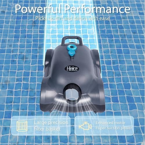 Cordless Robotic Pool Cleaner,Automatic Pool Vacuum Robot for In-Ground/Above Ground Pools,150 Min Runtime, IPX8 Waterproof, 2200 Sq Ft Coverage (Dark Grey)