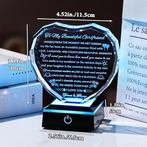Gifts for Girlfriend with Colorful Base Girlfriend Anniversary Birthday Gifts from Boyfriend Crystal Heart Keepsake to My Girlfriend Romantic I Love You Gifts on Valentine Christmas