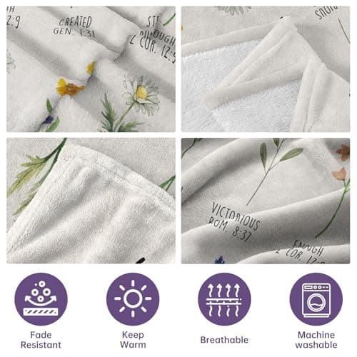 Afterprints Christian Gifts for Women, Christian Blanket with Flowers, Birthday Gifts for Women, Inspirational, Religious Gifts for Sister, Friend, Daughter, Mom, Soft Throw Blankets 50'' x 60''