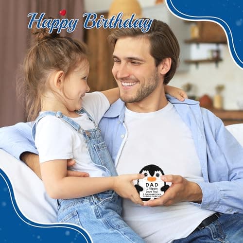 Gifts for Dad from Daughter Son Wife, Handmade Crochet Mini Penguin Christmas Birthday Gifts for Dad Bonus Step Fathers, Funny I Love You Gift for Dads Christmas Stocking Stuffers Emotional Cute Decor