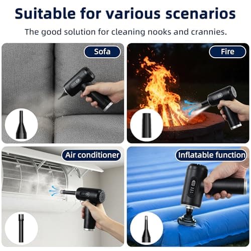 Compressed Air Duster & Vacuum Cleaner-3 Gear Adjustable 100000RPM Handheld Car Vacuum/Air Blower,Electric Air Duster with LED Light for Keyboard Electric Devices Cleaning.Replaces Compressed Air Cans