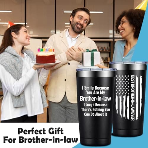 Grifarny Brother in Law Gifts - Brothers in Laws Christmas Gifts - Fathers Day, Birthday Gift for Brother in Law - I Smile Because You're My Brotherinlaw Tumbler Cup 20oz