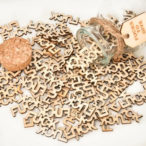 Birthday Gag Gifts for Women Men Adults Her Him, Jar of Wooden Cutout Letter Piece (5oz) - White Elephant Gifts for Friend Coworker Funny Presents Ideas for Christmas Valentines Anniversary Retirement