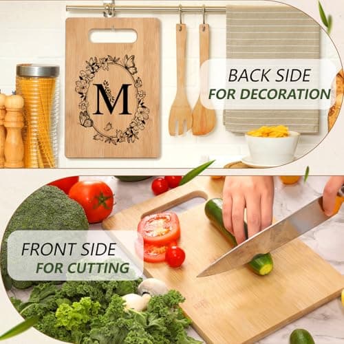 Personalized Cutting Board, Initial Birthday Gifts for Women Wedding Gifts for Couple, Monogrammed Engraved Bamboo Wood Kitchen Gifts, Unique Gift for Christmas Anniversary Housewarming(Letter M)