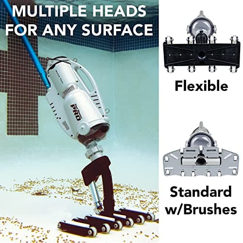 POOL BLASTER Pro 2000 Commercial Pool Vacuum - Cordless Rechargeable Hose-Free, up to 2 Hour Runtime, Sealed Battery and Two Vacuum Heads for Vinyl, Fiberglass, Concrete and Gunite In-Ground Pools