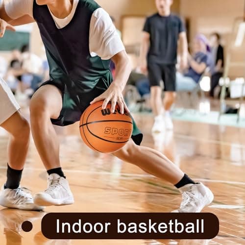 Wettarn Rubber Training Basketball with Pump Street Ball Made for Teens Adults Indoor and Outdoor Game Gym Training Competition Basketball Games