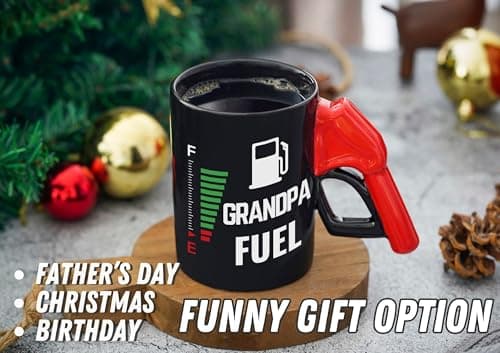 Onebttl Grandpa Gifts, Grandpa Fuel Color Changing Coffee Mug with Fueling Nozzle Handle, Gifts for Grandpa, 13.5oz/400ml Funny Ceramic Mug for Christmas, Father's Day
