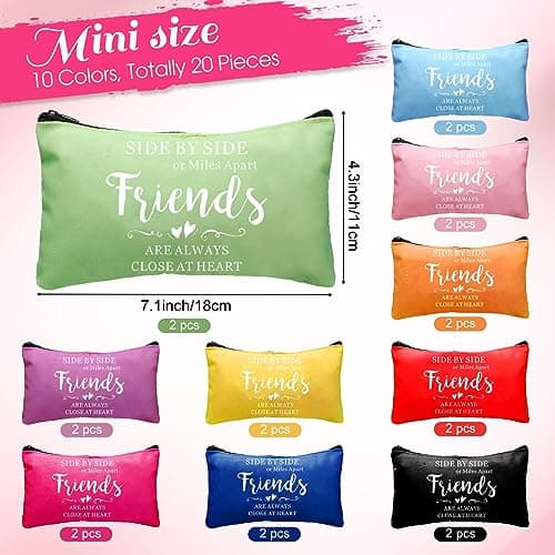 Paterr 20 Pcs Friend Cosmetic Bags Friend Group Gifts Friendship Makeup Pouch Bulk Christmas themed Gifts for Women Bestie Birthday Day