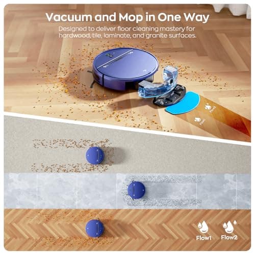 Robot Vacuum and Mop Combo, 2-in-1 Mopping Robot Vacuum Cleaner with 2300Pa Suction, 2.87'' Slim Design, Wi-Fi/App/Voice Control, 3D Obstacle Avoidance&Self-Charging for Hard Floors, Carpets, Pet Hair