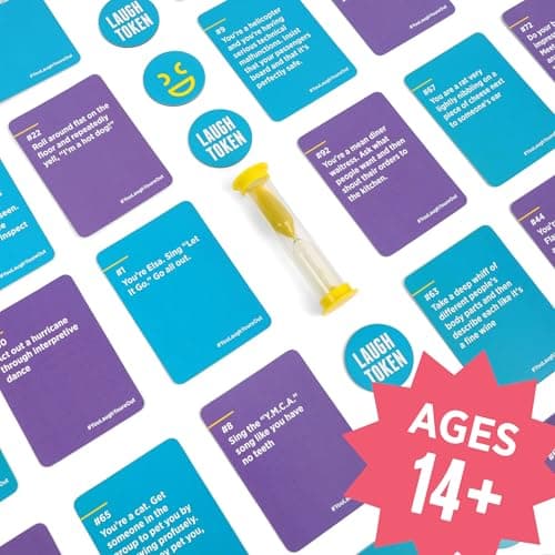 You Laugh You're Out A Party Game with Hilarious Charades Family Card Games for Adults & Kids, 125 Prompt Cards Fun Card Games for Family Game Nights, Gatherings, & Parties Ages 14+