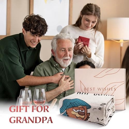 SteadStyle Grandpa Gifts, Blanket Gifts for Grandpa from Grandkids, Grandfather Birthday Gift, Thanksgiving, Christmas, Fathers Day, Fluffy Blanket for Papa, 60'' x 50'' (Beige)