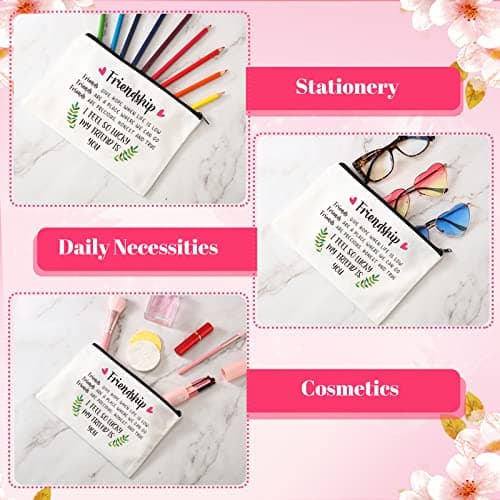 Kenning 12 Pieces Christmas Friends Gifts for Women Friendships Makeup Bag Adjustable Bangle Friendship Bracelet Long Distance Friendship Birthday Gifts for Graduation Family Sister(Classic)