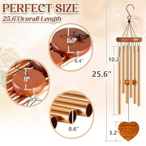 Godmother Gifts from Godchild, Godmom Wind Chimes, Christmas, Birthday, Proposal, Retirement Gift for Godmother from Goddaughter Godson