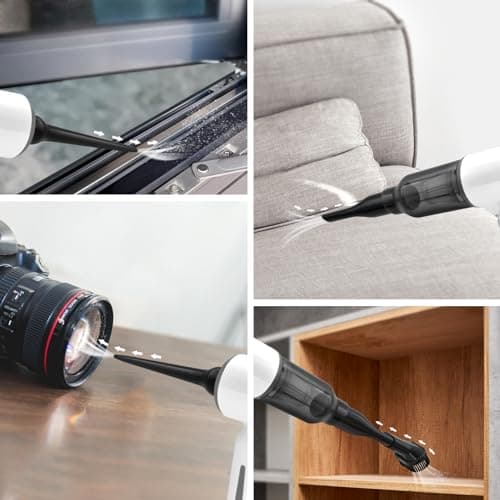 Cordless Vacuum Cleaner-Mini Air Duster, Portable Handheld Vacuum, 3 in1Dry Use Dust Buster & Air Blower for Kitchen, 6500PA Suction,Inflate/Deflate Swim Ring (White)