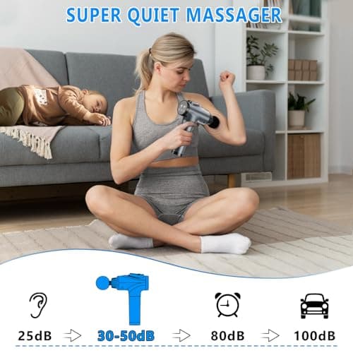 Massage Gun, Muscle Massage Gun for Athletes Handheld Electric Deep Tissue Back Massager, Percussion Massage Device for Pain Relief with 30 Speed Levels 9 Heads