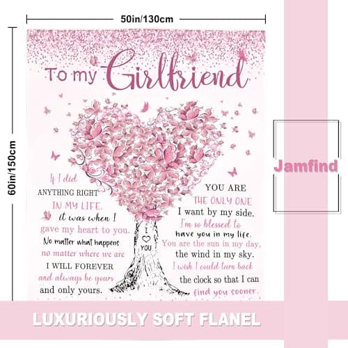 Gifts for Girlfriend, I Love My Girlfriend Birthday Gift, Cute Birthday Gift for Girlfriends Blanket 60"x 50", Best Gifts for GF, Romantic Anniversary Present for Her