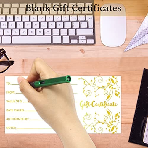 Fancy Land Blank Gift Certificates 25pcs Gold Foil Certificate Cards with Envelopes for Business Salon Spa Restaurants Vouchers for Christmas Holiday