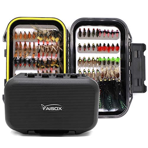 Fly Fishing Flies Assortment Kit Dry Wet Nyphms Tenkara Popper Streamer Woolly Bugger for Trout Bass Salmon Steelhead with Fly Box