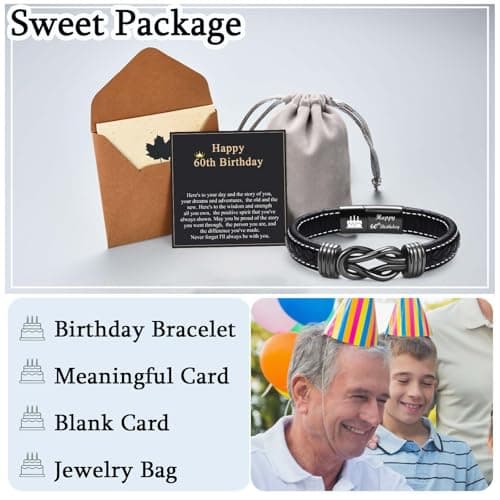 13th 16th 17th 18th 21st Birthday Gifts for Boys Him Male, Happy Birthday Leather Bracelet Gifts for 13 16 18 21 Year Old Boy Male Man Son Grandson Nephew Brother Friend with Sweet Birthday Card