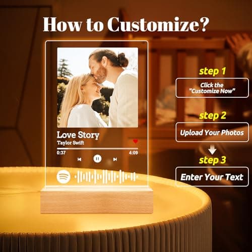 Spotify Plaque Personalized Gifts for Women Men, Custom Music Spotify Song Plaque, Customized Photo Picture Frames, Personalized Anniversary Birthday Gifts for Her Him Boyfriend Girlfriend Couples
