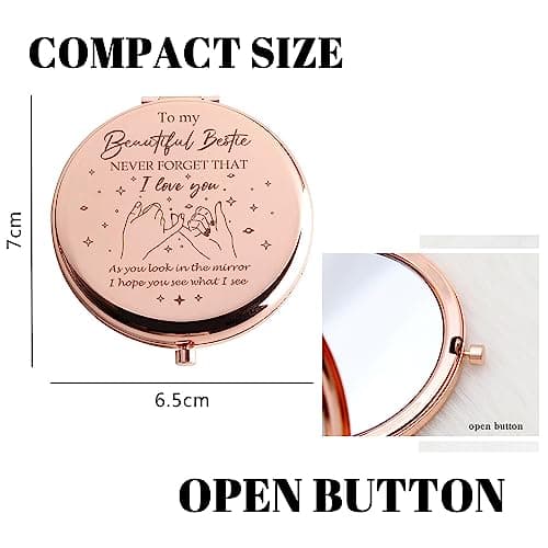 Bestie Makeup Mirror - Compact Friendship Gift for Women, Perfect for Sister or Best Friend's Birthday, Graduation or Any Occasion