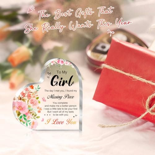 Gifts for Girlfriend, Mothers Day Gifts for Girlfriend, Anniversary Valentines Gifts for Her, To My Girl Acrylic Keepsake, Romantic I Love You Gifts for Her Girlfriend GF Gifts