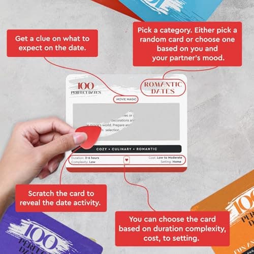 100 Date Night Ideas Scratch-Off Cards: Fun & Romantic Game for Couples | Special Anniversary Surprise for Him, Her, Boyfriend, Girlfriend, Wife, or Husband | 5 Categories for Relationship Building!
