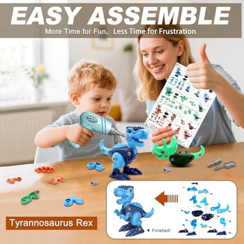 Laradola Dinosaur Toys for 3 4 5 6 7 8 Year Old Boys, Take Apart Dinosaur Toys for Kids 3-5 5-7 STEM Construction Building Kids Toy with Electric Drill, Party Christmas Birthday Gifts Boys Girls