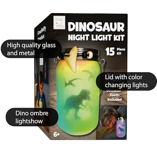 Hapinest DIY Dinosaur Toy Lantern Make Your Own Night Light Kit, Dino Toy Lanterns for Kids, Dinosaur Arts and Crafts Birthday Gift Ideas for Kids Boys Girls Ages 6 7 8 9 10 Years Old & Up