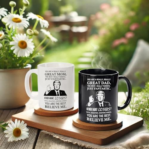 Breezy Valley Mom and Dad Mugs Christmas Gifts for Parents from Daughter Son - New Parent Gifts for Mommy Daddy from Children Kids, Funny Birthday Anniversary Mom and Dad Coffee Mugs Set Gift Ideas