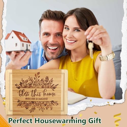 House Warming Gifts New Home, Engraved Cutting Board Housewarming Gifts, New Home Gift Ideas for New Homeowner, New House Gifts for Women Men Couple Neighbor Friend Family - Bless This Home