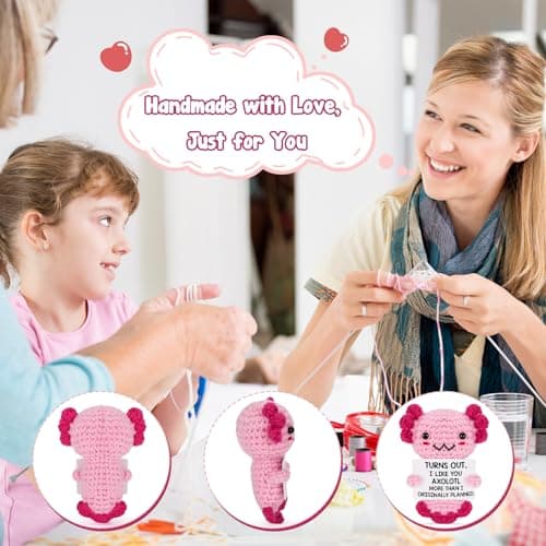 Gifts for New Relationship, Crushes, Valentines, Anniversaries for Him or Her - Mini Crochet Axolotl - Turns Out I Like You More Than Planned, Will You Be My Girlfriend Boyfriend Gf Bf