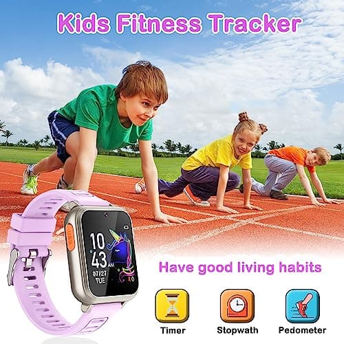 Kids Smart Watches Girls Gift for Girls Age 6-12, 24 Puzzle Games HD Touch Screen Kids Watch with Video Camera Music Player Pedometer Flashlight 12/24 hr Toys for 7 8 9 10 11 12 Year Old Girl Boys