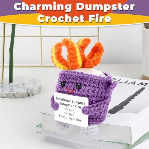 Appreciation Gifts for Her Emotional Dumpster Crochet Fire, Knitting Dumpster Doll, Funny Cheer Up Gag Gifts for Friends Birthday (Purple)