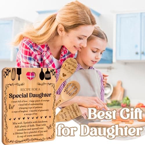 Christmas Gifts for Daughter - "Recipe for a Special Daughter" Daughter Birthday Gifts Cutting Board Set, Bamboo-Made Engraved Utensil Set Birthday Gifts for Daughter, Daughter Christmas Gifts