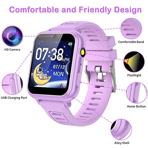 Kids Smart Watches Girls Gifts Age 3-12, Smart Watch for Kids with 39 Games Camera Video Recorder Music Player Alarm Calculator Stopwatch Flashlight Pedometer Gift Toys for Girls Ages 5 6 7 8 9 10