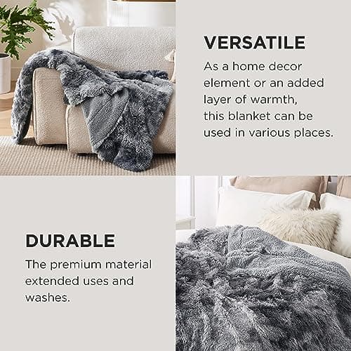 Bedsure GentleSoft Fluffy Fuzzy Faux Fur Throw Blanket for Couch, Soft Sherpa Fleece Cozy Gifts for Women, Plush Bed Blanket Christmas Room Decor for Men, Thick Warm Minky Teen Gifts Winter Bedding