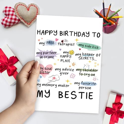 Funny Birthday Card for Women Sister, Happy Bday Gifts for Bestie, Bestie & Friendship Birthday Card