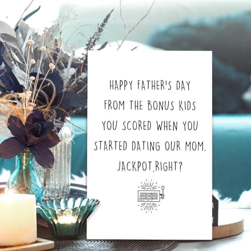 Asmallgf Funny Fathers Day Card for Step Dad, Bonus Dad Fathers Day Gift, Father's Day from Step Daughter Son