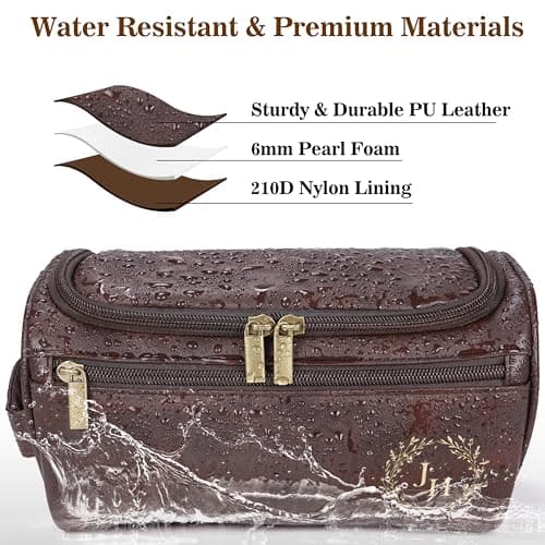 Personalized Leather Toiletry Bag for Men–Custom with Name & Initials,Perfect for Shaving and Travel Storage,Gift for Men– Anniversary, Birthday or Groomsmen Gifts - Brown