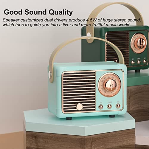 Retro Bluetooth Speaker, Wireless Portable Speaker with Crystal Clear Stereo Sound and Rich Bass, Vintage Decor, Retro Decor, Gifts for Teen Girls Boys Women (Blue)