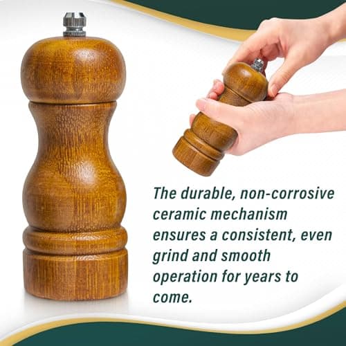 Gourmet Peppercorn Gift Set with Wooden Pepper Mill in Gift Box - 4 Variety (Green, Black, White, Medley). Unique Christmas Gifts for Dad Gifts Stocking Stuffers for Adults Mother Day Fathers Day