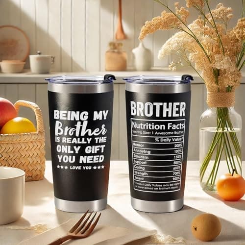 Breezy Valley Brother Gifts, Gifts for Brother from Sister Brother - Best Gifts for Older Little Brother Adult, Funny Brother Birthday Gifts Ideas for Brothers, Presents for Brother Tumbler Coffee Cup